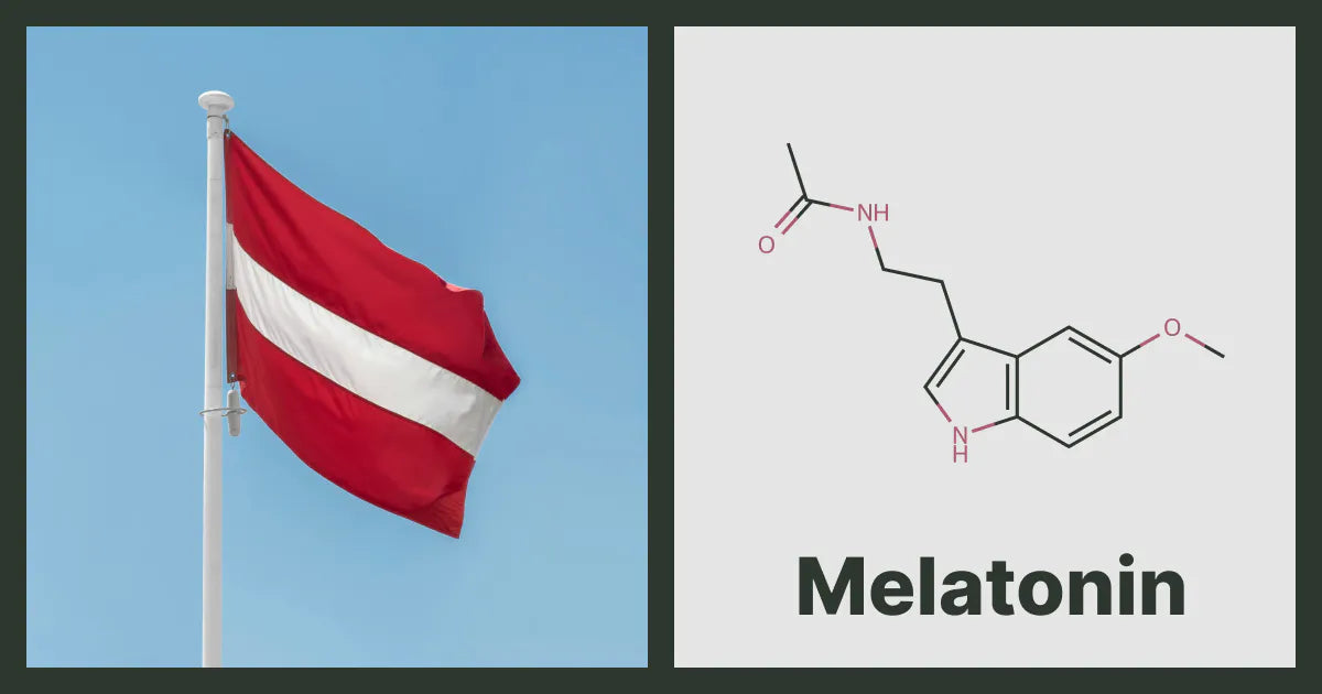 A flag of Austria, next to the chemical structure of Melatonin