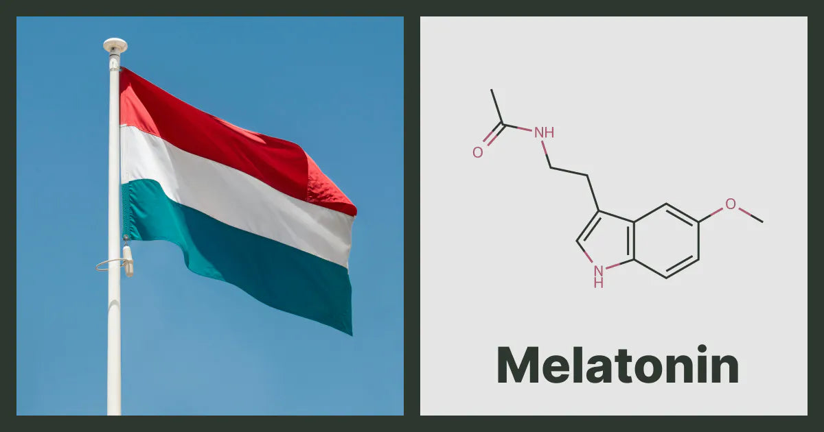 A flag of Hungary, next to the chemical structure of Melatonin
