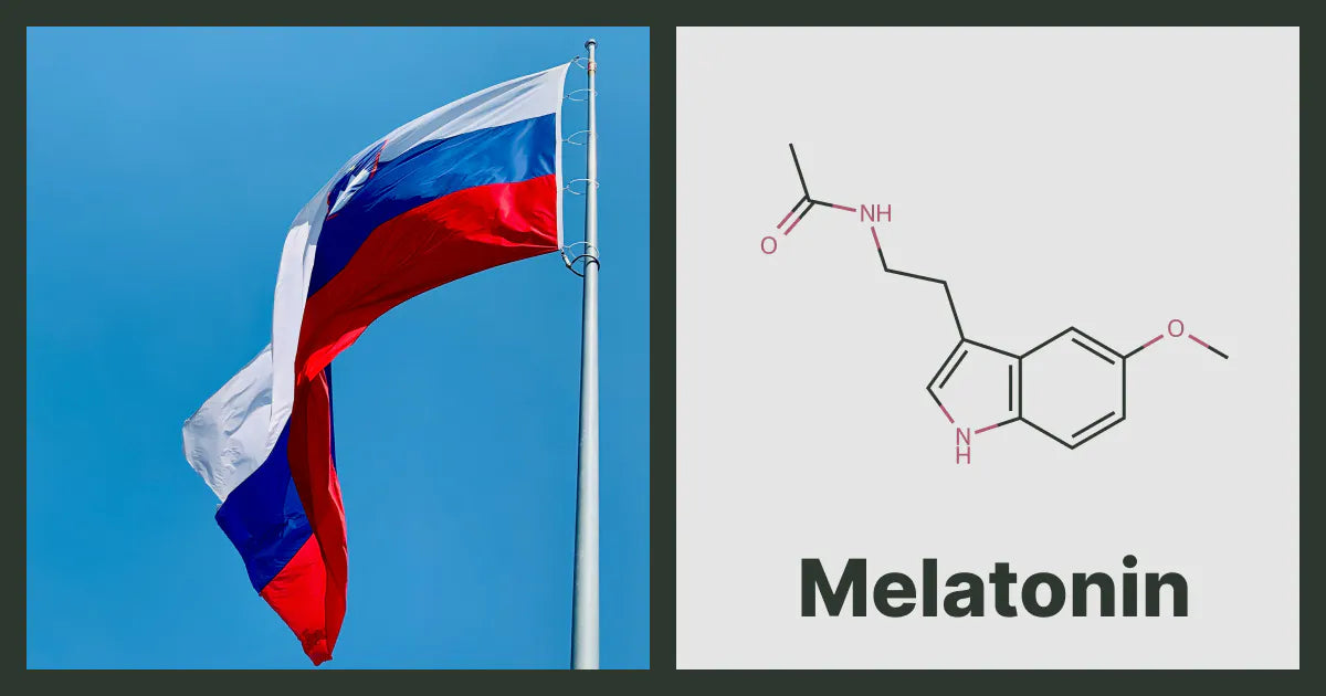 A flag of Slovenia, next to the chemical structure of Melatonin
