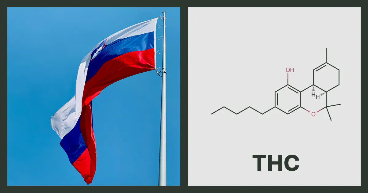 A flag of Slovenia, next to the chemical structure of THC